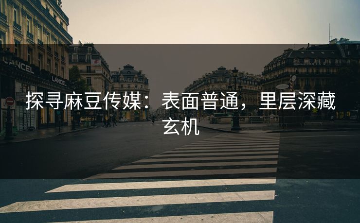 探寻麻豆传媒:表面普通,里层深藏玄机 探寻麻豆传媒:表面普通,里层深藏玄机