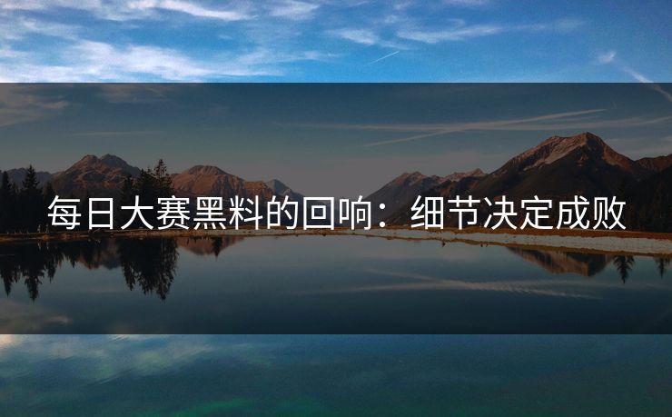 每日大赛黑料的回响：细节决定成败