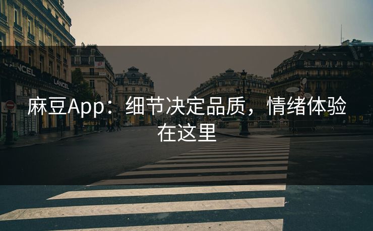 麻豆App：细节决定品质，情绪体验在这里